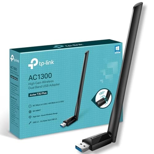 Image of TP-Link Archer T3U Plus AC1300 USB WiFi Dongle Black, Dual Band 3.0 USB WiFi Dongle for PC, Two High-Gain Antennas Built in One, MU-MIMO, Windows 11/10/8.1/8/7XP, Mac OS, Easy Setup