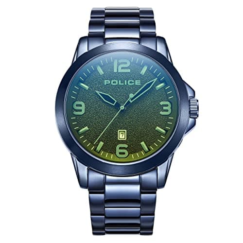 Image of Police Cliff Mens Watch with Black Sandblast Dial and Blue Stainless Steel Bracelet, 47mm Stainless Steel Case in Branded Watch Box PEWJH2194503-2 Year Warranty