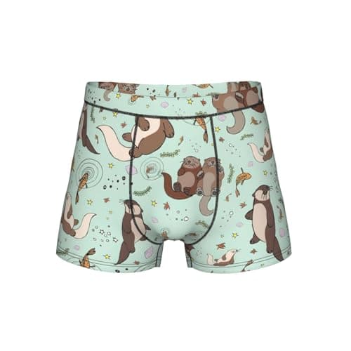 Image of DUWAA Otters Print Boxers For Men Loose Fit Stretchy Mens Briefs With Pouch Soft Testicle Support Underwear S-4xl Black