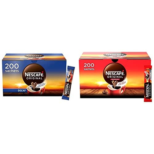 Image of NESCAFE Original Instant Coffee Sachet Bundle: 200 x 1.8g Sticks and 200 x 1.8g Decaf Sticks