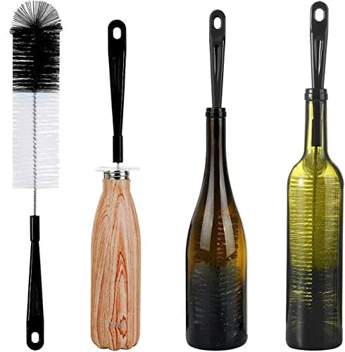 Image of 16in Extra Long Black Bottle Cleaning Brush Cleaner for Washing Narrow Neck Beer, Wine, Carafe, Yeti, Brewing Bottles