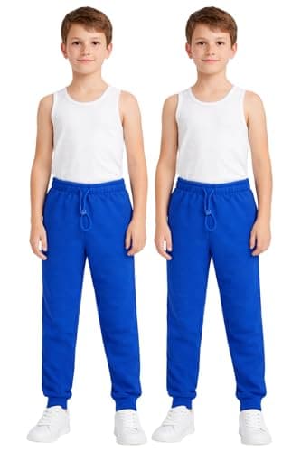 Image of biyya® 2 Pack Boys Girls School PE Fleece Jogging Bottom Kids Fleece Tracksuit Bottom Trousers School Uniform 5-14 Years (Royal Blue, 13-14 Years)