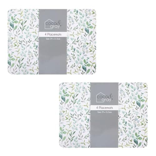 Image of YöL Set of 8 Eucalyptus Placemats Dinner Plate Bowl Table Protection Cork Backing Surface Protectors Non-Slip Worktop Saver