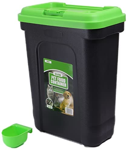 Image of DIVCHI 30L Pet Food Storage Container Flip Top Locking System With Integrated Scoop Plastic Birds Airtight Pet Dog Cat Animal Dry Food 15 KG Dispenser Bin Green
