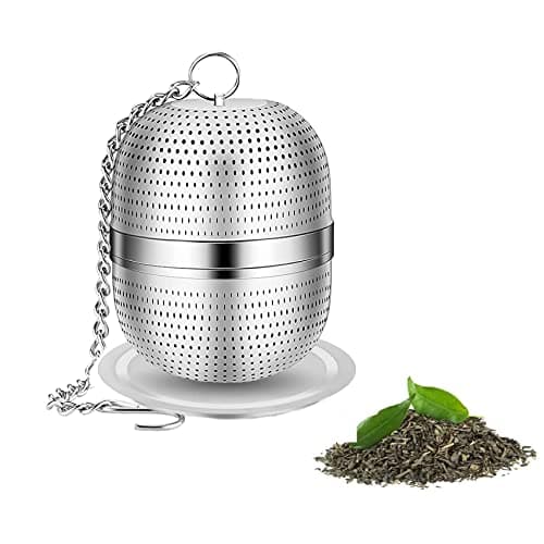 Image of iJiZuo Tea Infuser for Loose Tea, Stainless Steel Tea Infuser Mesh Tea and Herb Ball Strainer, Tea Ball Strainers Infuser with Drip Trays, for Loose Leaf Tea, Herbal Tea, Mugs Teapots Spice