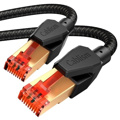 Image of Cat 8 Ethernet Cable 10m, High-Speed Long Network Internet Cable RJ45 12m 15m 18m 20m 40Gbps 2000Mhz OFC/TU1-S/FTP Gold Plated Gigabit Patch Cords (10m black round cable) Compatible with Cat 7/6/5