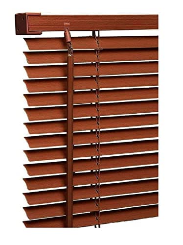 Image of Wood grain Effect - 120cm x 150cm - PVC Venetian Blinds - Walnut Colour - Window Curtains - Child Safe Pull Cords - Included All Fittings