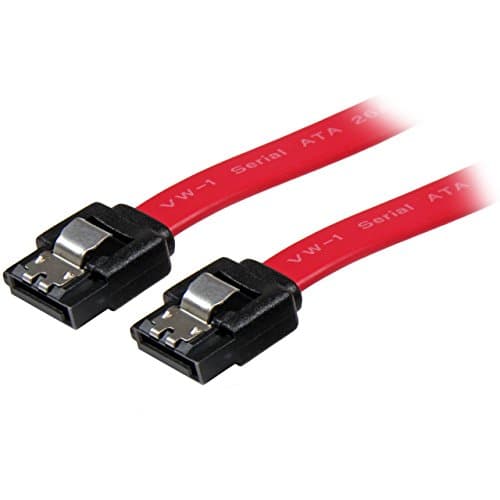 Image of StarTech.com 18in Latching SATA Cable - SATA cable - Serial ATA 150/300/600 - SATA (R) to SATA (R) - 1.5 ft - latched - red - LSATA18