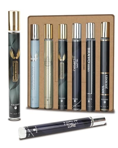 Image of Premium Men's Fragrance Gift Set - 6x40ml Long-Lasting Eau de Parfum Collection with ambergris & Mandarin orange Notes - Luxury Cologne & Aftershave