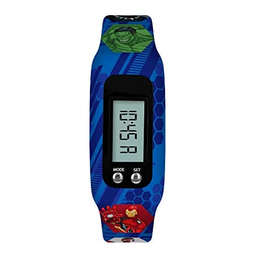 Image of Disney Marvel Blue LCD Tracker Watch with Printed Silicone Strap AVG4759