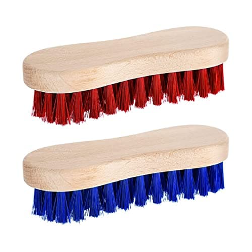 Image of SR ESSENTIALS Pack of 2 Wooden Scrubbing Brush Heavy Duty - Floor Brush Tile Grout & Boot Cleaner Hand Scrubbing Brush with Stiff Bristles - Multipurpose and Water Resistant for Outdoors & Indoor Use