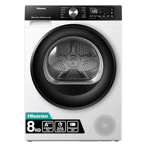 Image of Hisense 3S WiFi Series DH3S802BW3 60cm Freestanding 8KG Heatpump Front Load Tumble Dryer - 16 Programmes - Auto dry- Steam Refresh - Allergy Care - White A+++ Rated