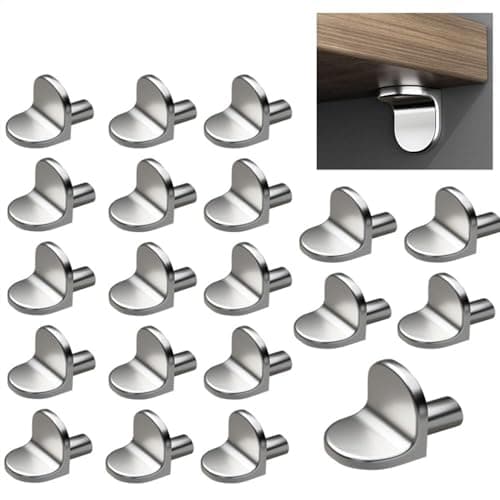 Image of 20pcs 5mm Shelf Support Pegs, L-Shaped Solid Alloy Shelf Pins, Cupboard Shelf Pegs, Cupboard Shelf Supports, Kitchen Shelf Pegs, Shelf Pins & Shelf Brackets & Supports. For Cabinets, Bookcases Etc.