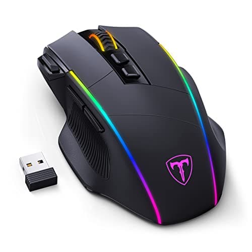 Image of Wireless Gaming Mouse, Tripe-Mode 2.4G/USB-C/Bluetooth Mouse Up to 10,000DPI, RGB Backlit, Ergonomic Mouse with 8 Programmable Buttons, Rechargeable Wireless Mouse for Laptop, PC, Mac Gamer-Black