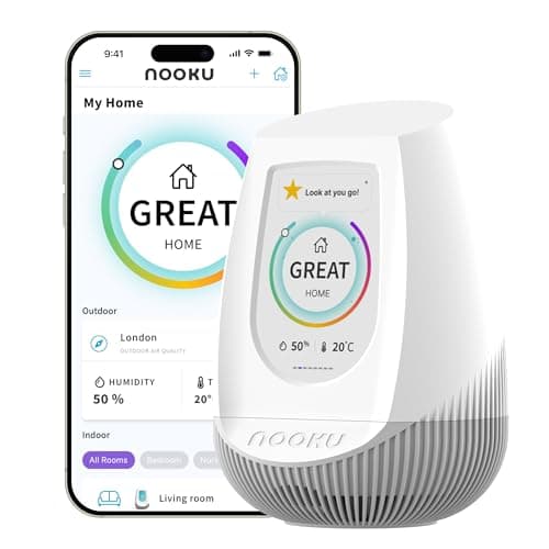 Image of nooku Fusion - The Ultimate Indoor Air Quality Monitor - Track 9 Key Metrics - CO2, PM 1-10, VOC, Humidity, Temperature, NOx - Pollution Monitor for a Healthy Smart Home