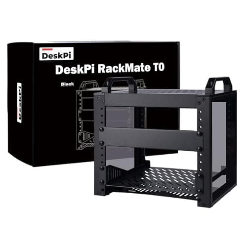 Image of GeeekPi DeskPi RackMate T0, 10 Inch 4U Server Cabinet, 200mm Depth Mini Rack with Rack Shelf & Blank Panel, for 10 Inch AV, NAS and Server Equipment (Black)
