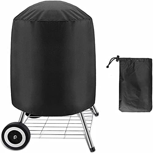 Image of Waterproof Barbecue Cover,BBQ Grill Cover,Round Outdoor Vertical Barrel Cooker Smoker Cover,210D Oxford Fabric Anti-UV Barbecue Cover with Windproof Side-Strap(62×105cm)