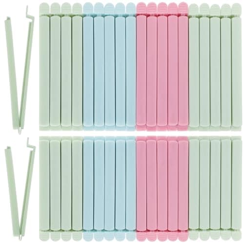 Image of Zhtulck Bag Clips for Food Storage, 40 Pcs Food Bag Clips 2 Sizes & 4 Colours 15/12cm, Reusable for Snacks, Food, Sandwich