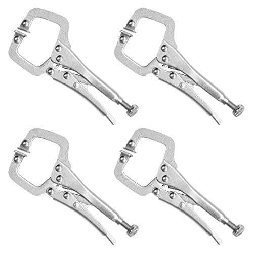 Image of Kurtzy 13.3cm/5.23 Inches Metal Grip Locking C Clamp Pliers with Adjustable Screw and Swivel Pads (4 Pack) - Mini Easy and Quick Release Welding Pliers for Uneven Surfaces, Angles, Crafts & Hobbies
