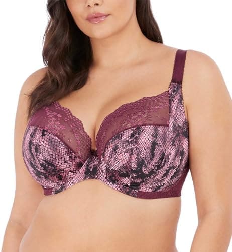 Image of Elomi Women's Plus Size Lucie Underwire Stretch Lace Plunge Bra, Mambo, 44DD