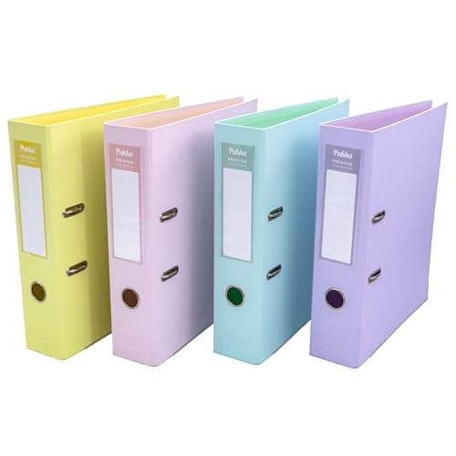 Image of Pukka Pad, Premium Pastel A4 Lever Arch Files – Pack of 4 – Polypropylene Board Boxes for Document Storage & Organisation with Spine Label, Metal Feet, Thumb Hole – Pink, Purple, Yellow, & Mint