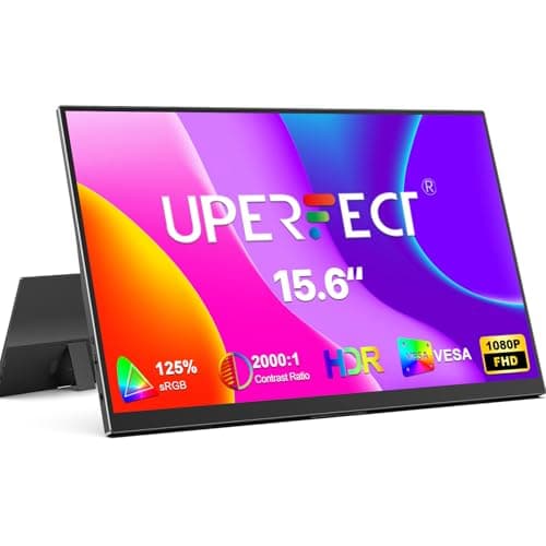 Image of UPERFECT Portable Monitor 15.6" 125% sRGB 1080P Ultra-Slim Travel Screen with Mini HDMI/One USB-C, 2000:1 Eye Care IPS Portable Display, External Second Screen for Laptop/Phone/PC w/VESA (No Plug)