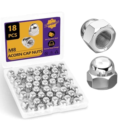 Image of 18 Pcs M8(8mm) Dome Cap Nut, Metric Hex Dome Cap Nuts 304 Stainless Steel, Acorn Thread Hex Cap Head for Indoor Outdoor Motorcycle Bicycles Furniture Kit