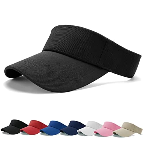 Image of BLURBE Sun Visor Cap - Women Ponytail Baseball Cap, Sport Outdoor Plain Visor Hat, Adjustable Twill Golf Tennis Hats Black