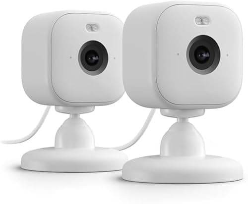 Image of Blink Mini 2 – (Newest Model,2 cameras) Plug-in smart security camera, HD night view in colour, built-in spotlight, two-way audio, motion detection, works with Alexa — 2 cameras (White)