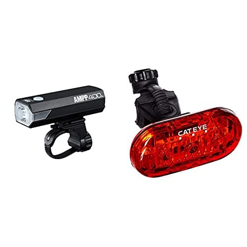 Image of CATEYE Unisex's Ampp 400 Front Bicycle Light, Black, 34 x 100 x 37 mm & Omni 3 TL-LD135 3 LED Rear Light - Black