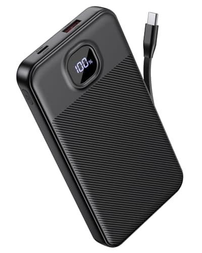 Image of GREPRO Power Bank with Built in Cable, 22.5W Fast Charging 10000mAh Portable Charger with Type-C Input and 2 USB-C + USB-A Output Ports Compatible with iPhone 17 16 15 14 Pro Max phones and Tablets