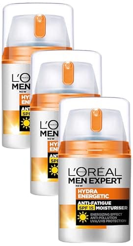 Image of L’Oréal Paris men expert SPF 15 Hydra Energetic Anti Fatigue Moisturiser, White, 50 ml (Pack of 3)