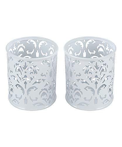 Image of EasyPAG Desk Tidy Pen Pot Pencil Holder Makeup Brushes Storage Stationery Organiser,Pack of 2,White