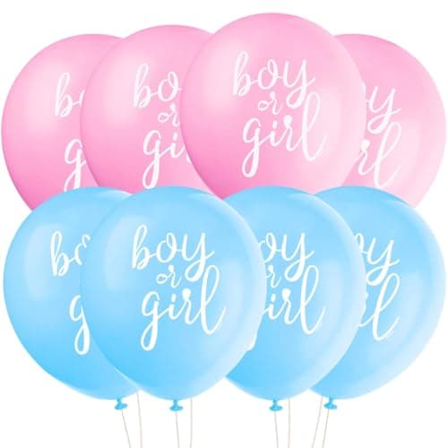 Image of Boy or Girl Gender Reveal Latex Balloons - Vibrant Pink & Blue Balloons (30cm) - Perfect for Baby Showers & Announcements - Pack of 8
