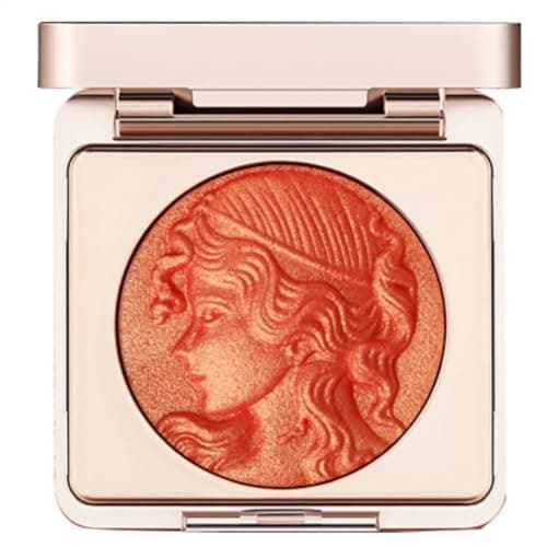 Image of KARLOR Blush Powder with Shine, Orange Blush, Glitter Palette, Embossed Blusher Gold Blusher Powder, Glittering Pearl Shine, Highlighter, Makeup, Pigmented, Orange Blusher for Cheeks (02# Orange)