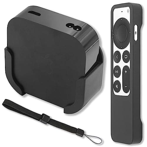 Image of Pinowu TV Mount Compatible with 2022 Apple TV 4K, Wall Mount Bracket Holder with Black Silicone Remote Protective Case