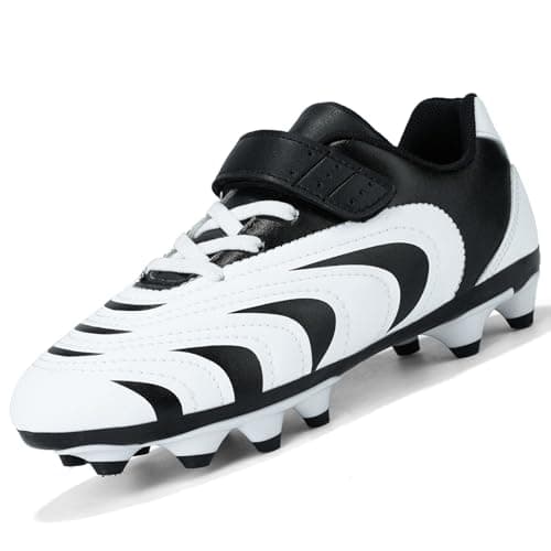 Image of Unitysow Boys Football Boots Kids Girl Soccer Shoes Junior Astro Turf Trainers Athletics Sport Shoes Teen Indoor Outdoor Football Shoes Sneakers Unisex,Black,4 UK