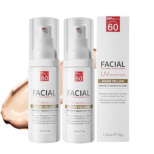 Image of Tinted Sunscreen SPF 60, Face Sun Cream Spf 60, Tinted SPF 60 Face Moisturiser for Sensitive Skin, Tinted Daily Facial Suncream, Light & Breathable, Non Greasy, Natural Coverage (2)