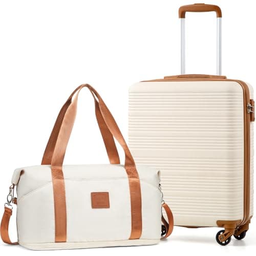 Image of COOLIFE Cabin Suitcase, Ryanair Cabin Bags 55x40x20 and Easyjet Underseat Bag 45x36x20-30L, Hand Luggage with 4 Wheels, Telescopic Handle & TSA Lock | Lightweight Carry On Suitcase