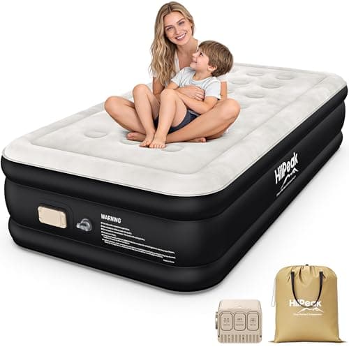Image of HiiPeak Single Inflatable Mattress, Air Bed, Inflatable Bed with Wireless Removable Built in Pump, Blow Up Mattress, Folding Guest Bed Self Inflating with Flocked Surface for Camping and Home Use