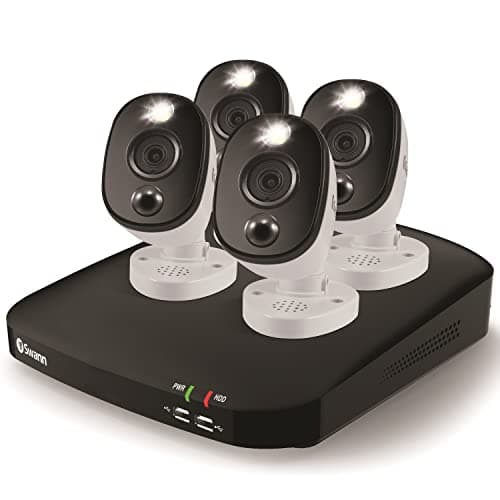 Image of Swann Home DVR Security Camera System with 1TB HDD, 4 Camera 8 Channel, 1080p Full HD Video, Indoor & Outdoor Wired CCTV, Colour Night Vision, Heat Motion Detection & Spotlights, 846804WL