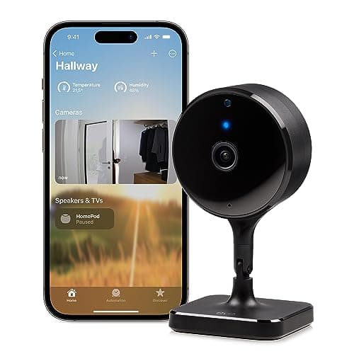 Image of Eve Cam (Apple Home) - Smart Indoor Camera, 1080p resolution, Wi-Fi, 100 Percent privacy, HomeKit Secure Video, iPhone notifications, microphone and speaker, night vision, flexible installation
