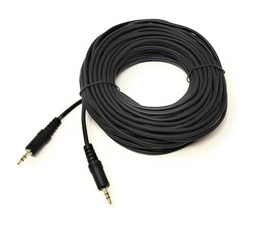 Image of 15m 3.5mm to 3.5mm Audio Cable Mini Jack Male to Male Stereo AUX Auxiliary TRS Lead Compatible with Headphone, Phone, Car Audio, Speaker, MP3, Home Stereo, Amp, TV, PC Laptop, HiFi (Black, 15m)