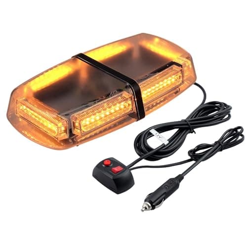 Image of PROZOR Flashing Beacon Light 54LEDs with 7 Flashing Modes Amber Beacon Light Bar IP65 Waterproof Magnetic Car Recovery Strobe Light with Double Switch and 5m/16.4ft Cable for 12V/24V Vehicle