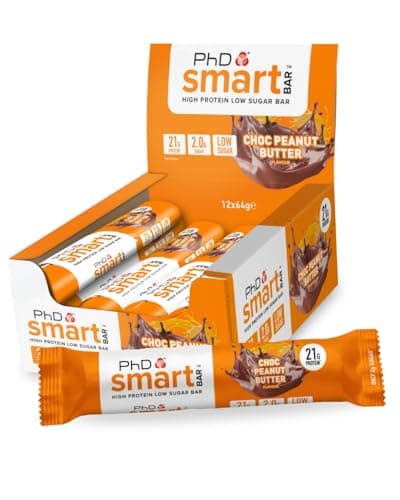 Image of PhD Nutrition Smart Protein Bar Low Calorie, Nutritional Protein Bars/Protein Snacks, High Protein Low Sugar, Chocolate Peanut Butter Flavour, 20g of Protein, 64g Bar (12 Pack)