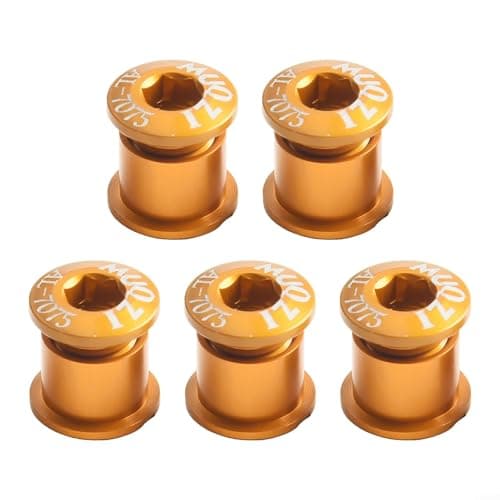 Image of 5pcs Road For Bike Chainring Bolts for Single Double Triple Speeds, 7075 AluMiniatureum Alloy Crankset Screws, Lightweight Rust-Proof Replacement Nails for Bicycle Tooth Plate(B Golden)