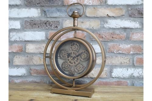 Image of Elegant Vintage Steampunk Inspired Clock with Moving Gears: A Unique Timepiece for Your Home, Desk & Shelf Decor