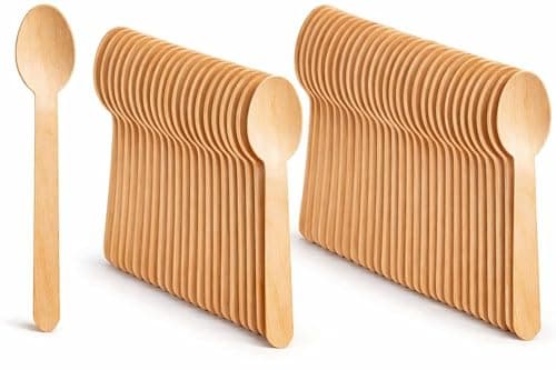 Image of 1Above 100Pk Disposable Wooden Cutlery Set, 100% Natural and Biodegradable, Eco-Friendly Cutlery Set for Wedding, Office and Party Picnic (Spoon)