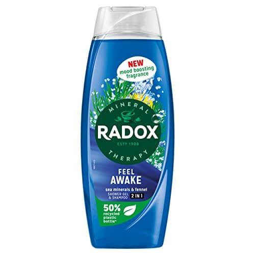 Image of Radox Mineral Therapy Feel Awake 2-in-1 body wash & shampoo shower gel with a sea mineral & fennel fragrance for a refreshing shower experience 6x 450 ml