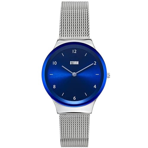 Image of STORM Zadie Blue Ladies Watch - Lazer Coloured Rim with Numbered Dial at 12 & 6, Slim mesh Band Strap and Edge to Edge Glass